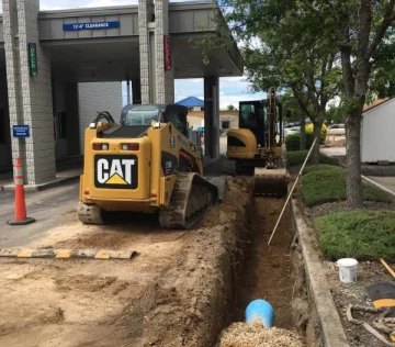 excavating service line for plumbing