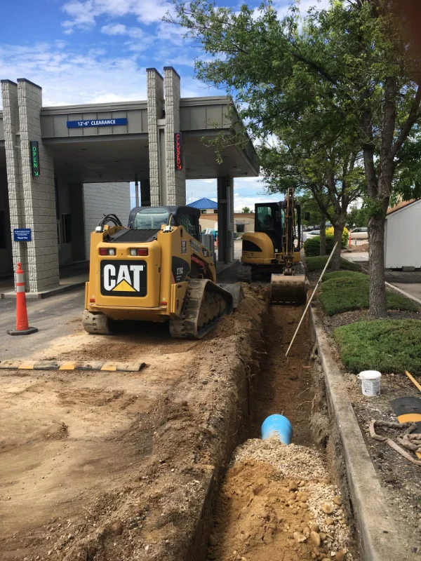 excavating service line for plumbing