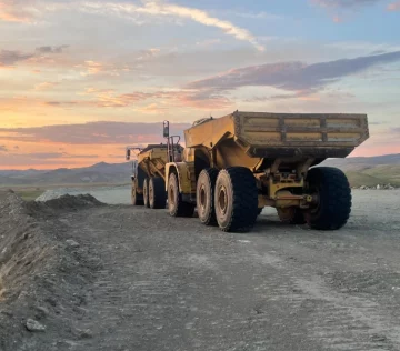 Construction truck on job site